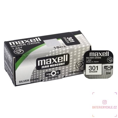 Hodinková baterie MAXELL 301,386 (SR43SW) 1ks, blistr