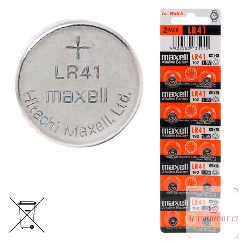 Knoflíková baterie Maxell LR41, 1.5V, 35mAh, 10ks alkalická